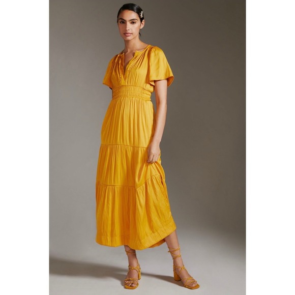 Anthropologie Dresses & Skirts - Anthropologie Somerset Maxi Dress — Mango — Size M — Silky Satin Feel